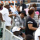 Photo of mourners standing in line to pay their last respects to Aretha Franklin