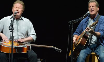 Photo of Don Henley and Glenn Frey of the Eagles performing in Los Angeles in 2014