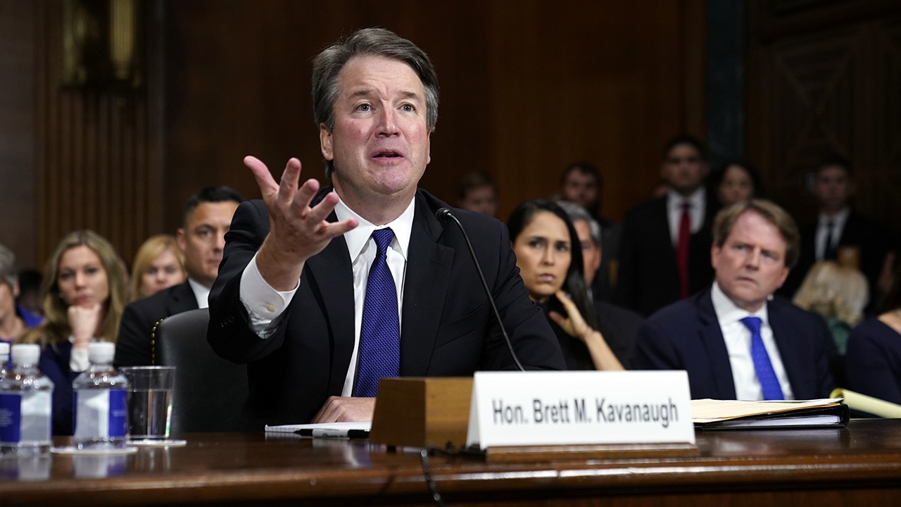 Photo of Brett Kavanaugh crying at his hearing