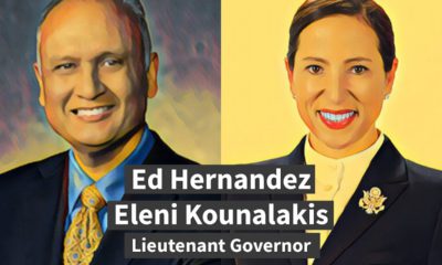 Illustration of Ed Hernandez and Eleni Kounalakis