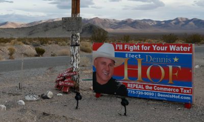 Photo of a Dennis Hof election sign near his brothel, Love Ranch