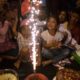 Photo of migrant children celebrating a birthday at a temporary shelter in Mexico