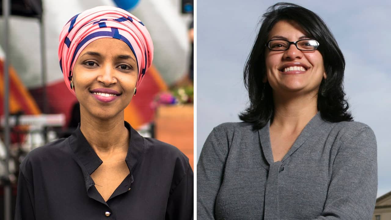 Photos of Rep. lhan Omar and Rep. Rashida Tlaib