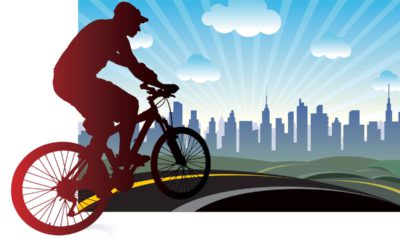 Illustration of a cyclist headed to downtown