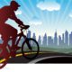 Illustration of a cyclist headed to downtown