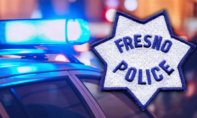 Composite image of patrol car and Fresno Police patch