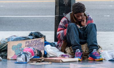 Photo of homeless man on Sunset Blvd. in Los Angeles