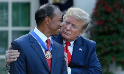 Photo of President Donald Trump and Tiger Woods