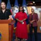 Photo of Rep. Alexandria Ocasio-Cortez, D-N.Y., Rep. Ayanna Pressley, D-Mass., Rep. Ilhan Omar, D-Minn., and Rep. Rashida Tlaib, D-Mich.