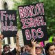 Photo of demonstrators in Washington, D.C., urging a boycott of Israel