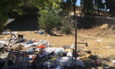 photo of freeway trash along highway 41 in Fresno