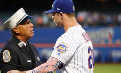 Photo of NYC Fire Department greets Mets' Pete Alonso