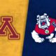 Logos of Minnesota and Fresno State athletics teams