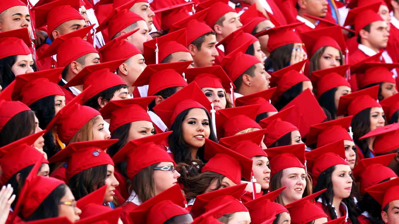 Photos of students graduating high school