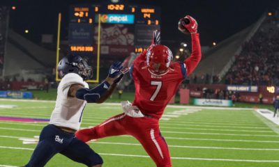 Photo of Derrion Grim catching a touchdown pass