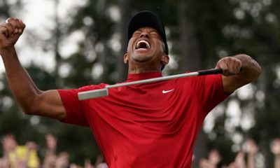 Photo of Tiger Woods celebrating