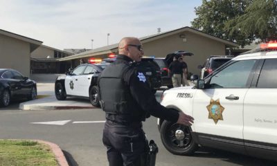 Photo of a Fresno Police officer at Bullard High School in Fresno, Ca.