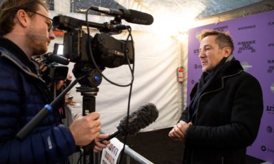 Photo of director/producer Bryan Fogel speaking to reporters