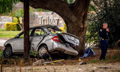 Photo of the scene of a deadly crash in the Temescal Valley, south of Corona, Calif.