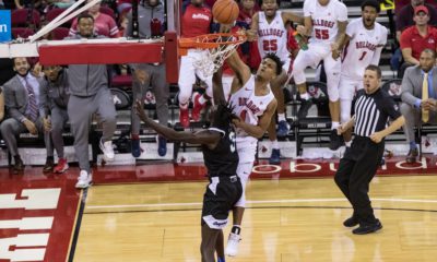 Photo of Fresno State's Niven Hart dunking against San Jose State