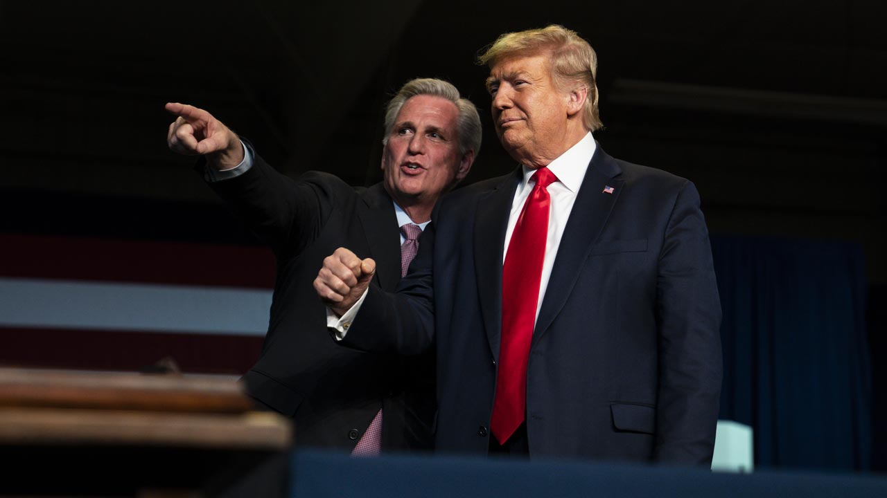 Photo of House Minority Leader Kevin McCarthy and President Donald Trump in McCarthy's home town of Bakersfield, California