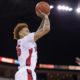 Photo of Fresno State guard Noah Blackwell shooting a jump shot against Air Force's