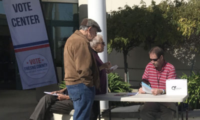 Photo of Pacific Research at a voting center in Fresno