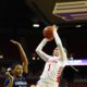 Fresno State's Haley Cavinder pulls up for a shot against Nevada