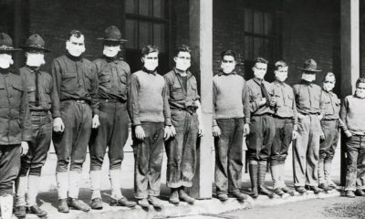 Photo of men wearing masks during the 1918 Spanish Flu Pandemic