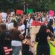 Photo of a George Floyd death protest in Fresno, California, on Sunday, May 31, 2020.