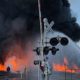 Photo of a tomato processing plant fire in Stockton, California