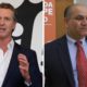 Side by side images of Gov. Gavin Newsom, left, and interim Fresno County Health Officer Dr. Rais Vohra