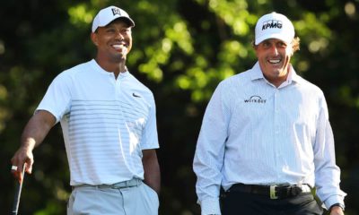 Photo of Tiger Woods, left, and Phil Mickelson