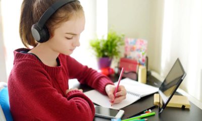 Image of a preteen student engaged in distance learning