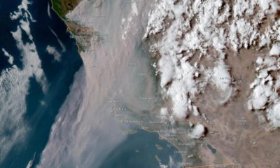 California, as seen from a satellite, as 367 wildfires burn throughout the state on Thursday, Aug. 20, 2020.