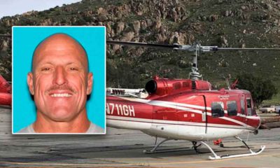 Image of pilot Mike Fournier and the helicopter he died in while fighting a wildfire on Aug. 19 near Coalinga, California