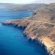 Photo of an aerial view of the coast and Pacific Ocean taken flying in to San Clemente Island