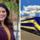 Side-by-side panel images of Esmeralda Soria and a bullet train ide p0