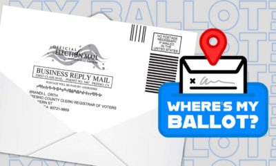 Composite image of a vote-by-mail ballot and the words "Where's My Ballot?"