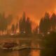 Photo of the Creek Fire as it nears a marina in Shaver Lake California