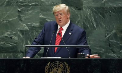 Photo of President Donald Trump speaking at the United Nations